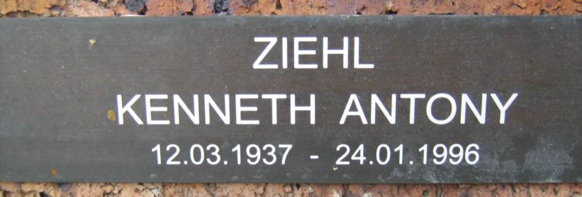 ZIEHL Kenneth Antony 1937-1996