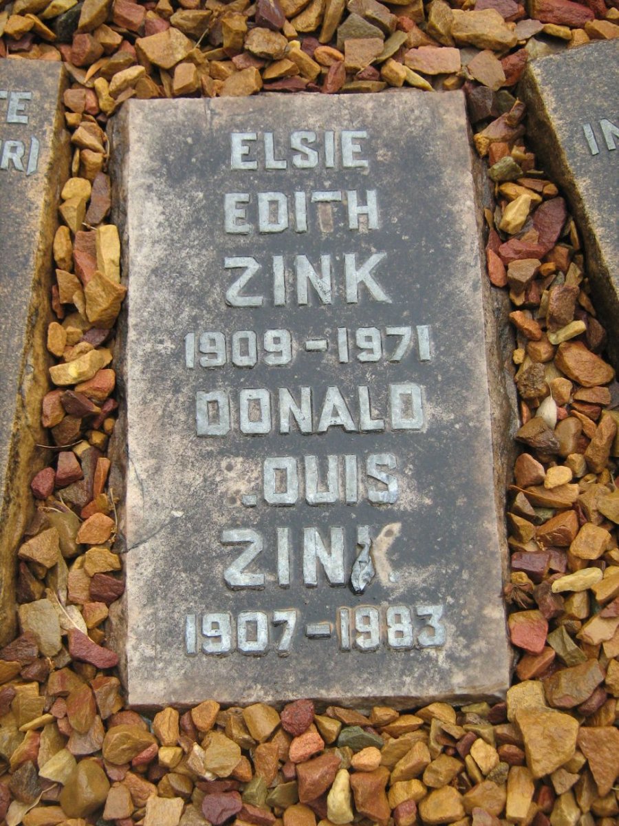 ZINK Donald Louis 1907-1983 &amp; Elsie Edith 1909-1971
