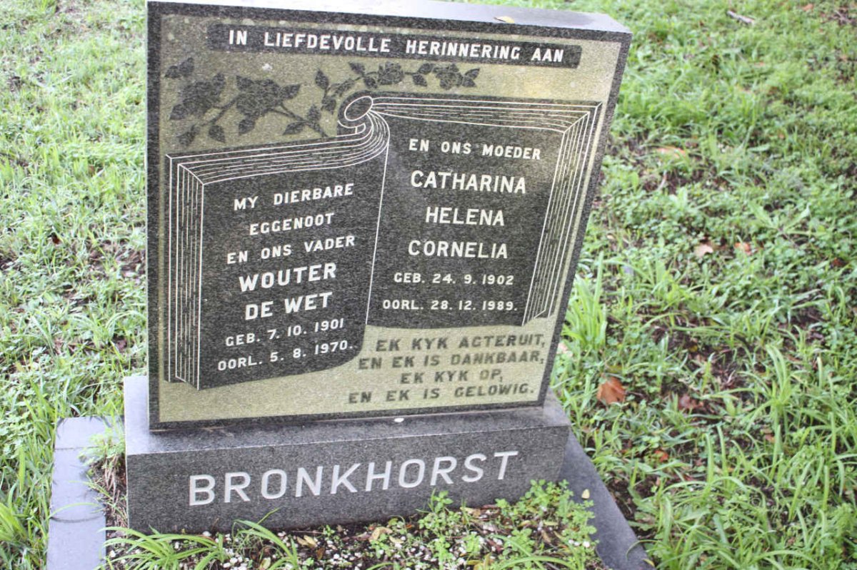 BRONKHORST Wouter De Wet 1901-1970 &amp; Catharina Helena Cornelia 1902-1989