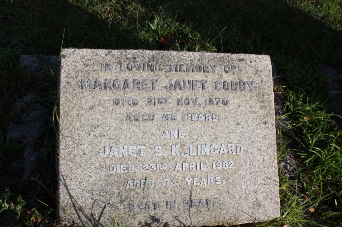 COBBY Margaret Janet -1970 :: LINGARD Janet S.K. -1982