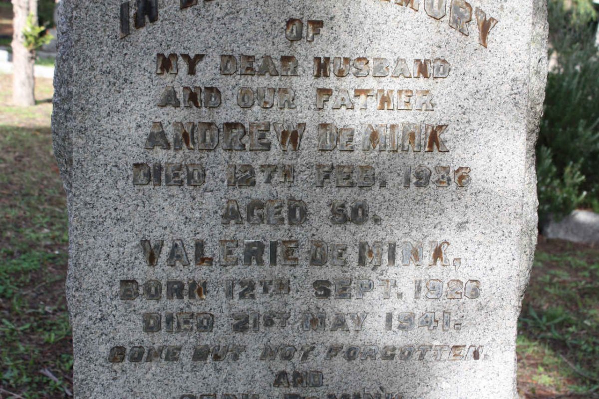 MINK Andrew, de -1936 :: MINK Valerie, de 1926-1941