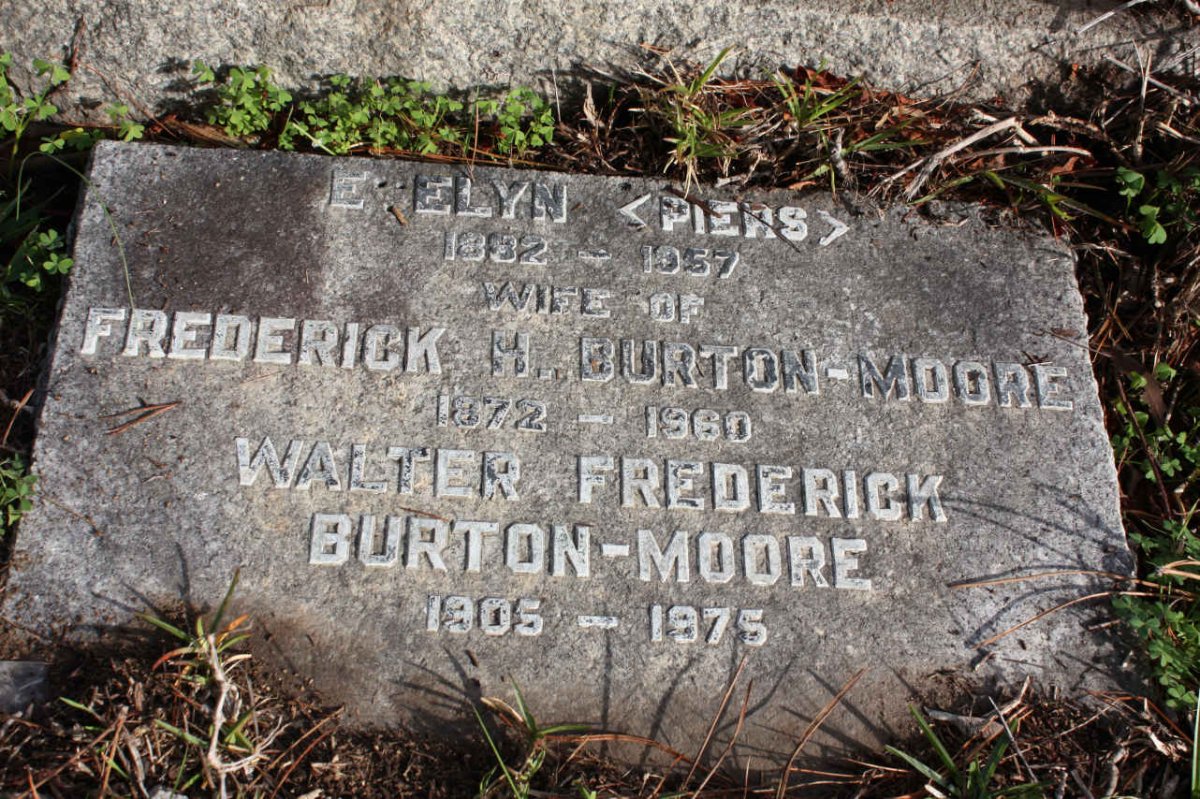 MOORE Frederick H., Burton 1872-1960 &amp;  Evelyn  1882-1957 :: BURTON-MOORE Walter Frederick 1905-1975