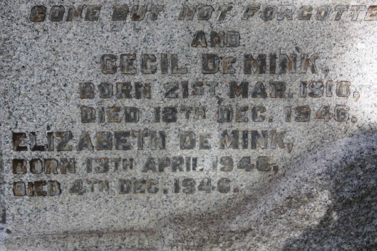 MINK Cecil, de 191?-1940 :: DE MINK Elizabeth 1946-1946