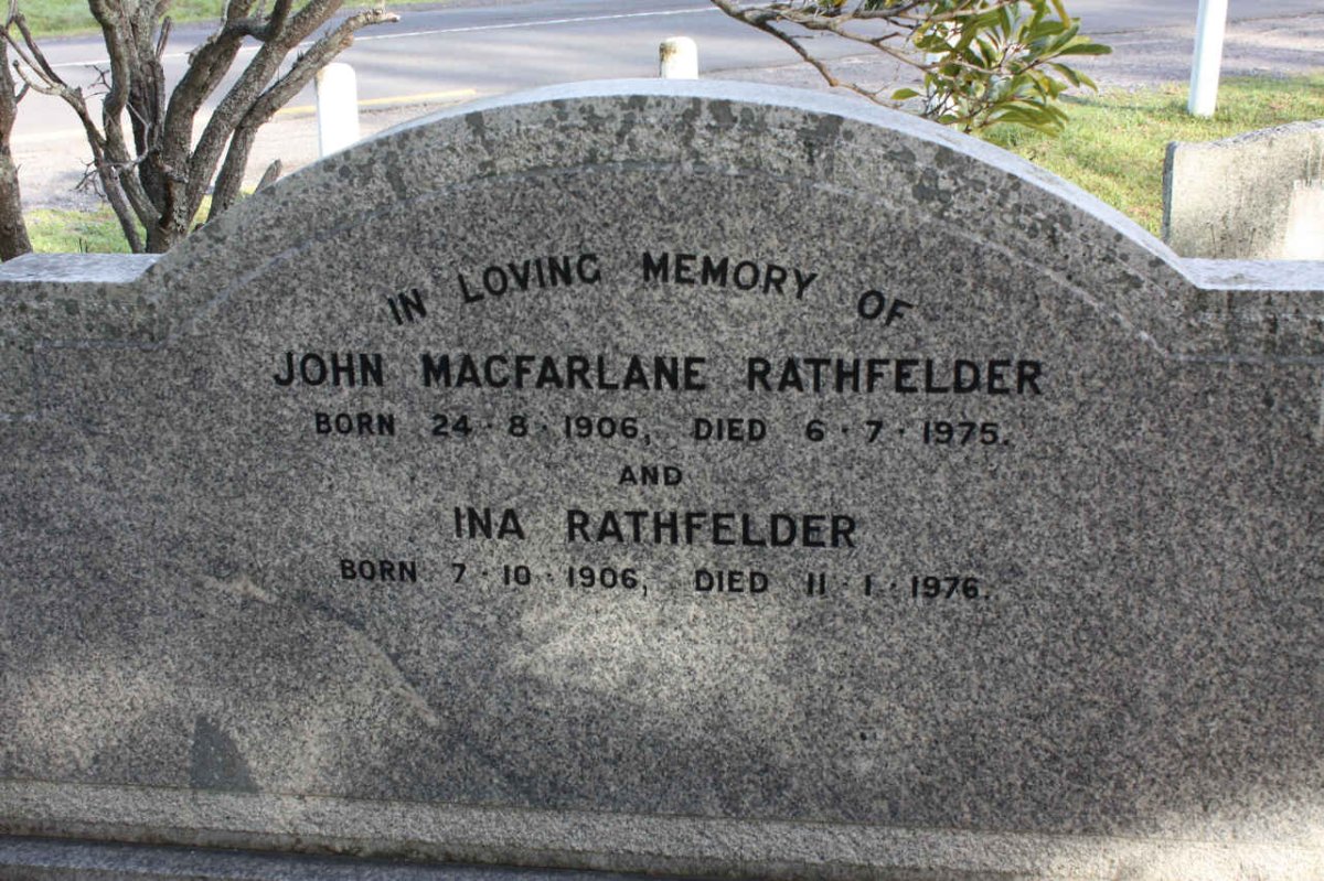 RATHFELDER John McFarlane 1906-1975 &amp; Ina 1906-1976