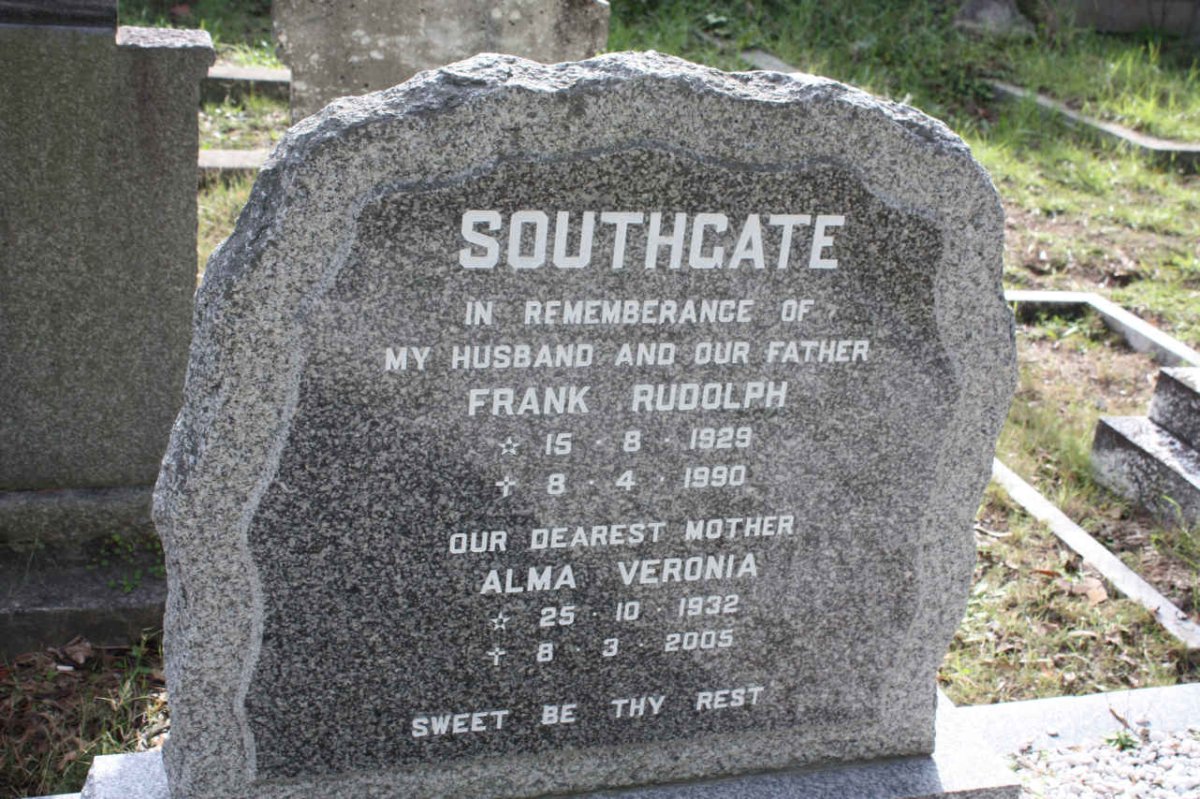 SOUTHGATE Frank Rudolph 1929-1990 &amp; Alma Veronia 1932-2005