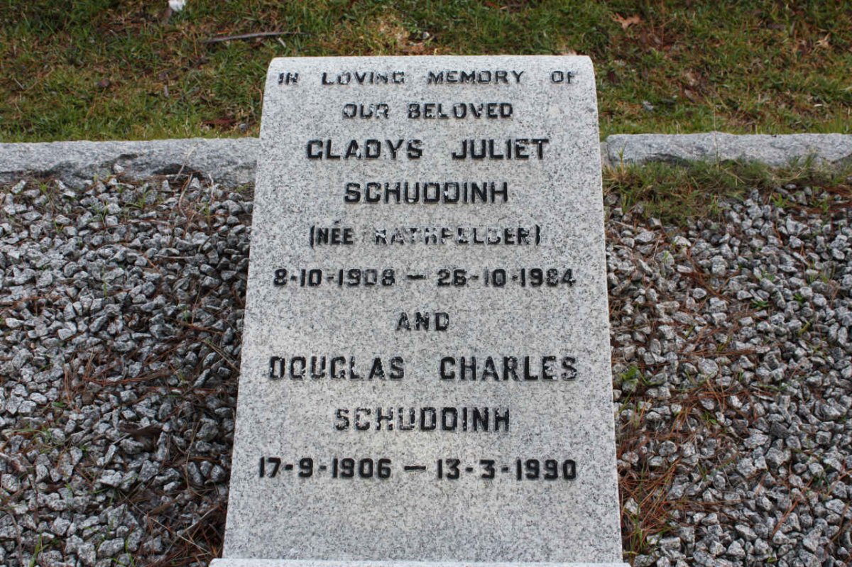 SCHUDDINH Douglas Charles 1906-1990 &amp; Gladys Juliet RATHFELDER 1908-1984