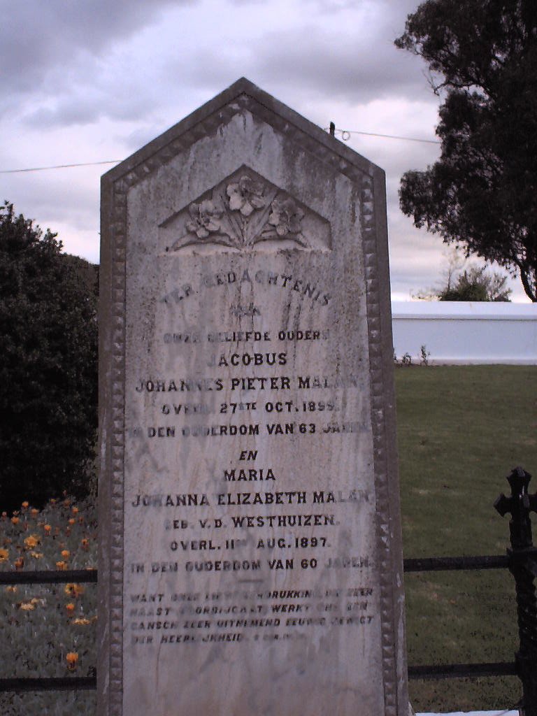 MALAN Jacobus Johannes Pieter 1836-1899 &amp; Maria Johanna Elizabeth V.D.WESTHUIZEN 1837-1897