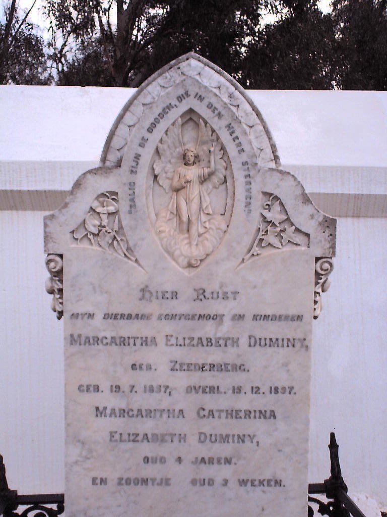 DUMINY Margaretha Elizabeth Duminy nee ZEEDERBERG 1857-1897 :: DUMINY Margaritha Catharina Elizabeth :: DUMINY Baby Boy