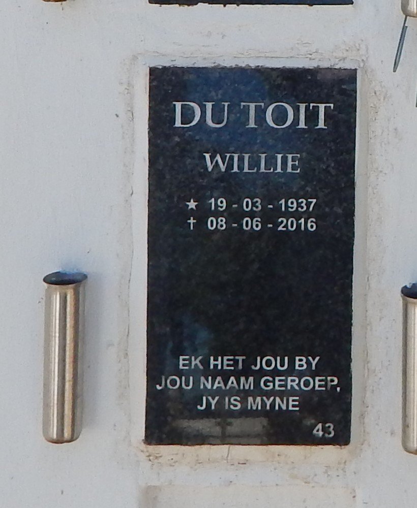 TOIT Willie, du 1937-2016