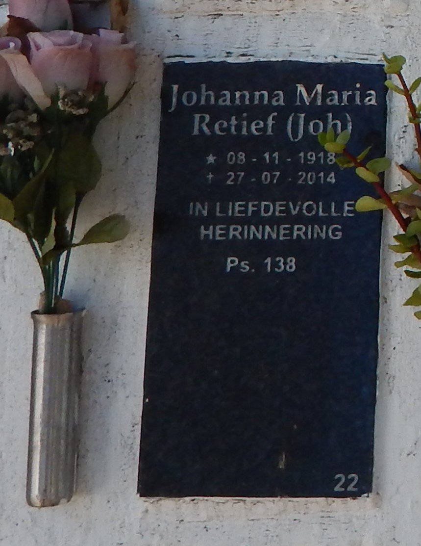 RETIEF Johanna Maria 1918-2014
