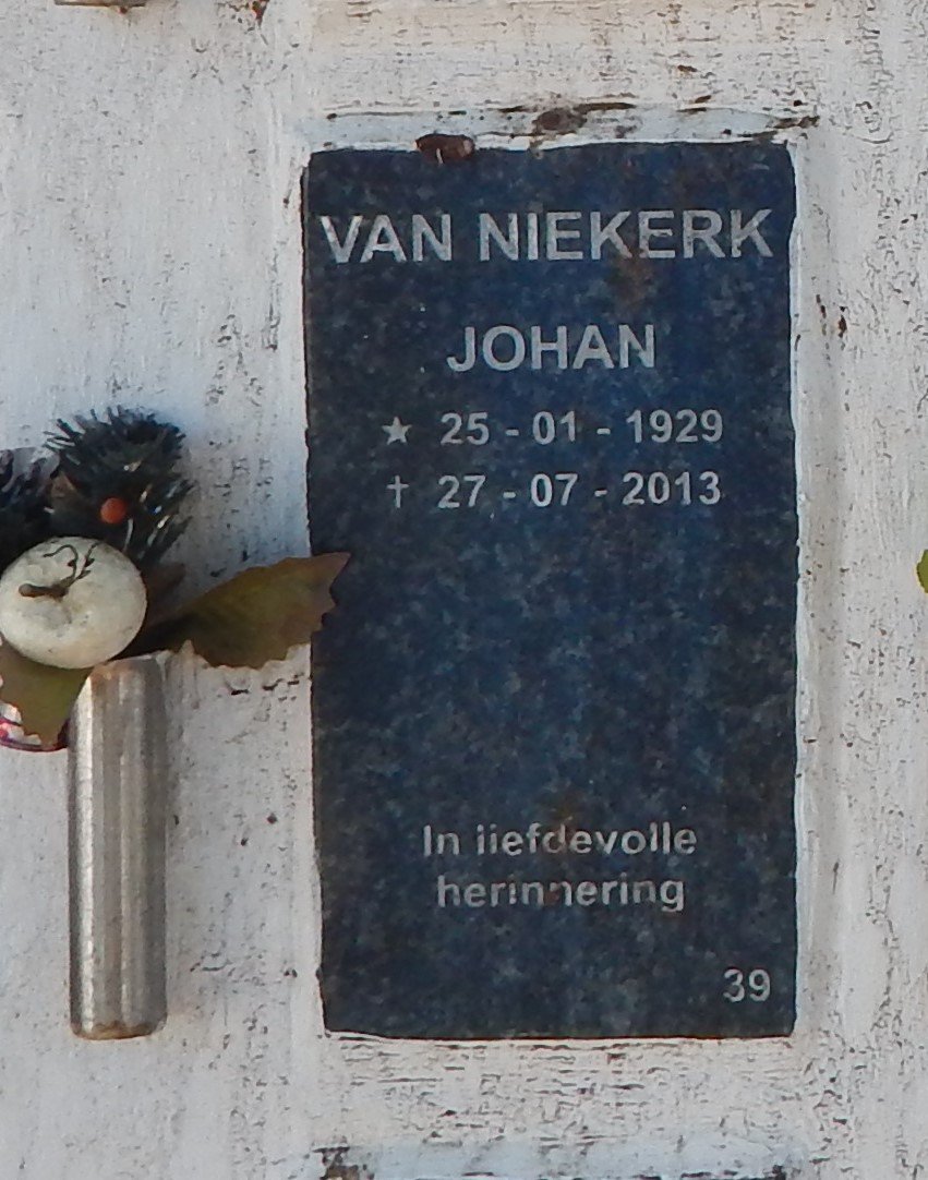 NIEKERK Johan, van 1929-2013