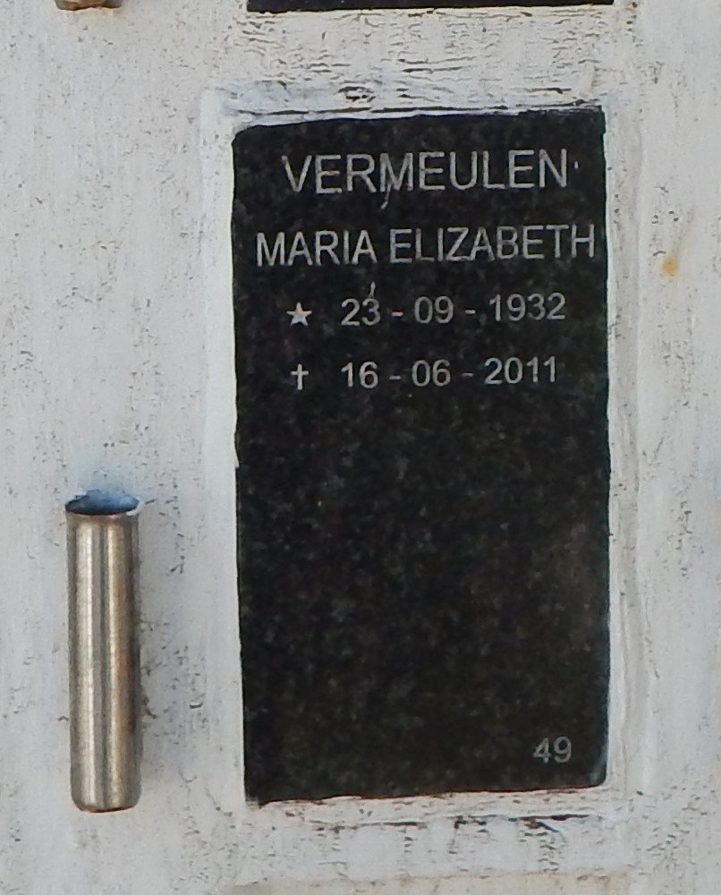 VERMEULEN Maria Elizabeth 1932-2011
