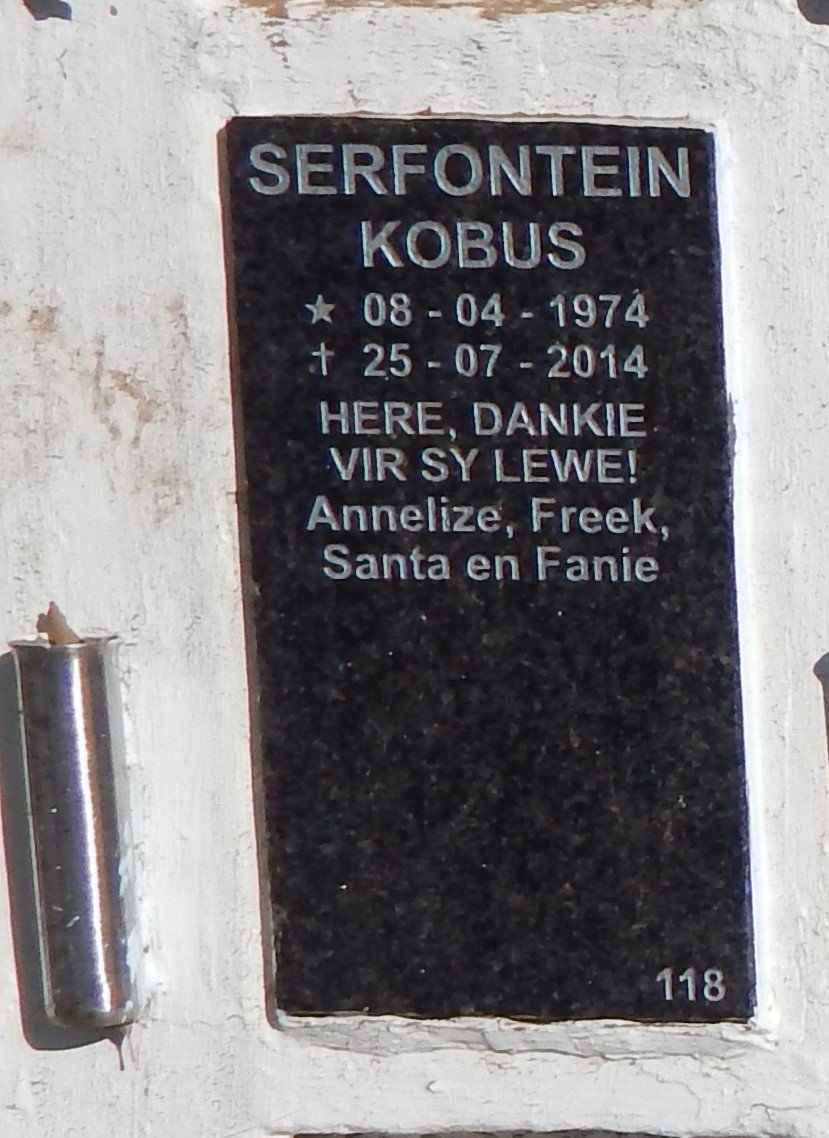 SERFONTEIN Kobus 1974-2014