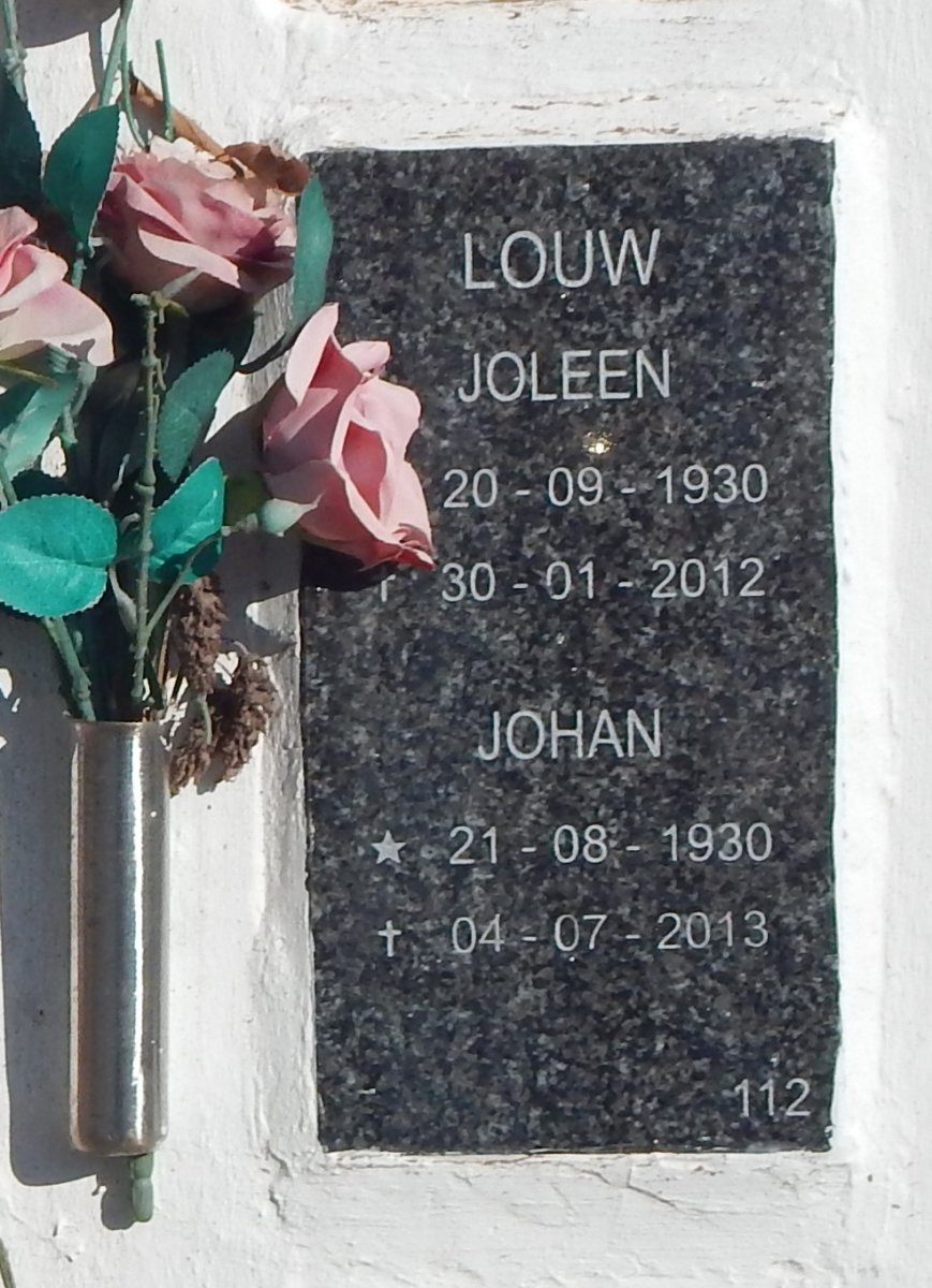 LOUW Johan 1930-2013 &amp; Joleen 1930-2012