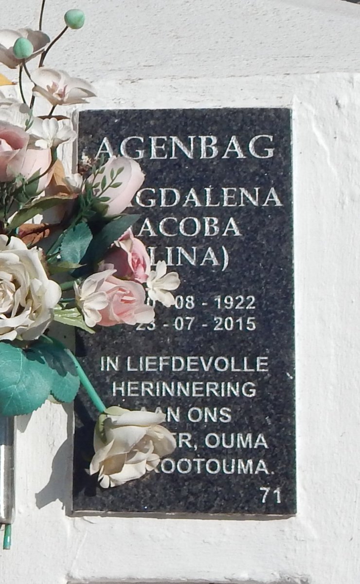 AGENBAG Magdalena Jacoba 1922-2015