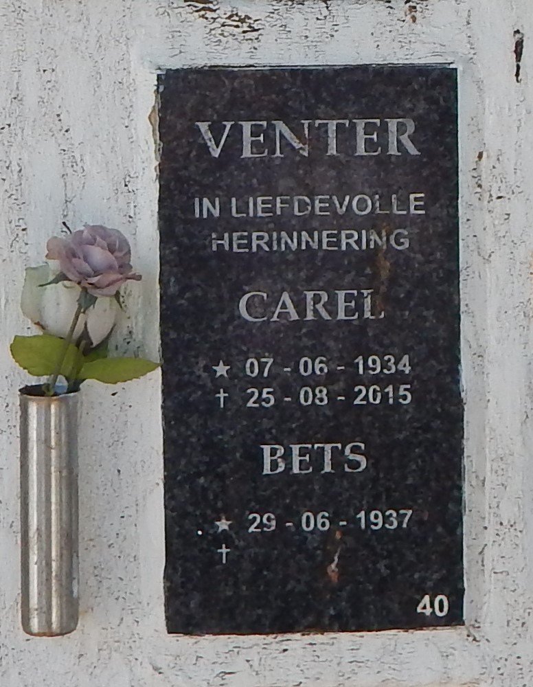 VENTER Carel 1934-2015 &amp; Bets 1937-