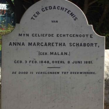 SCHABORT Anna Margaretha nee MALAN 1845-1881