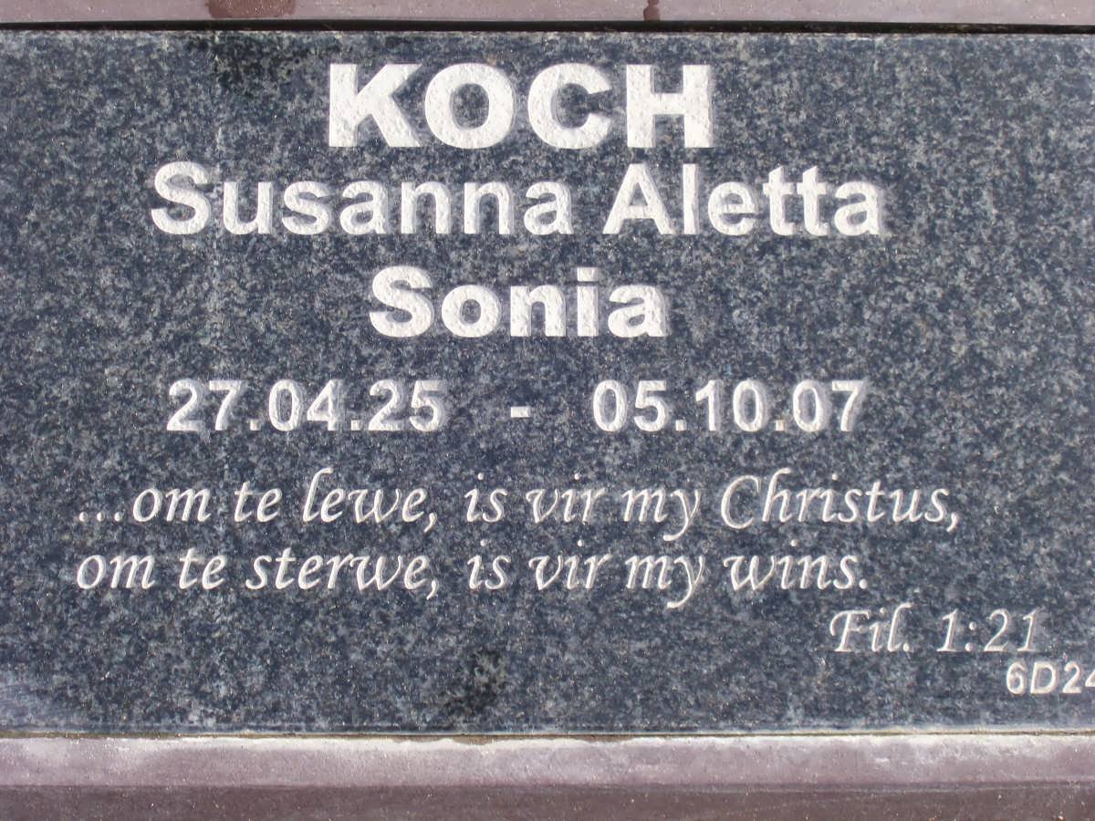 KOCH Susanna Aletta 1925-2007