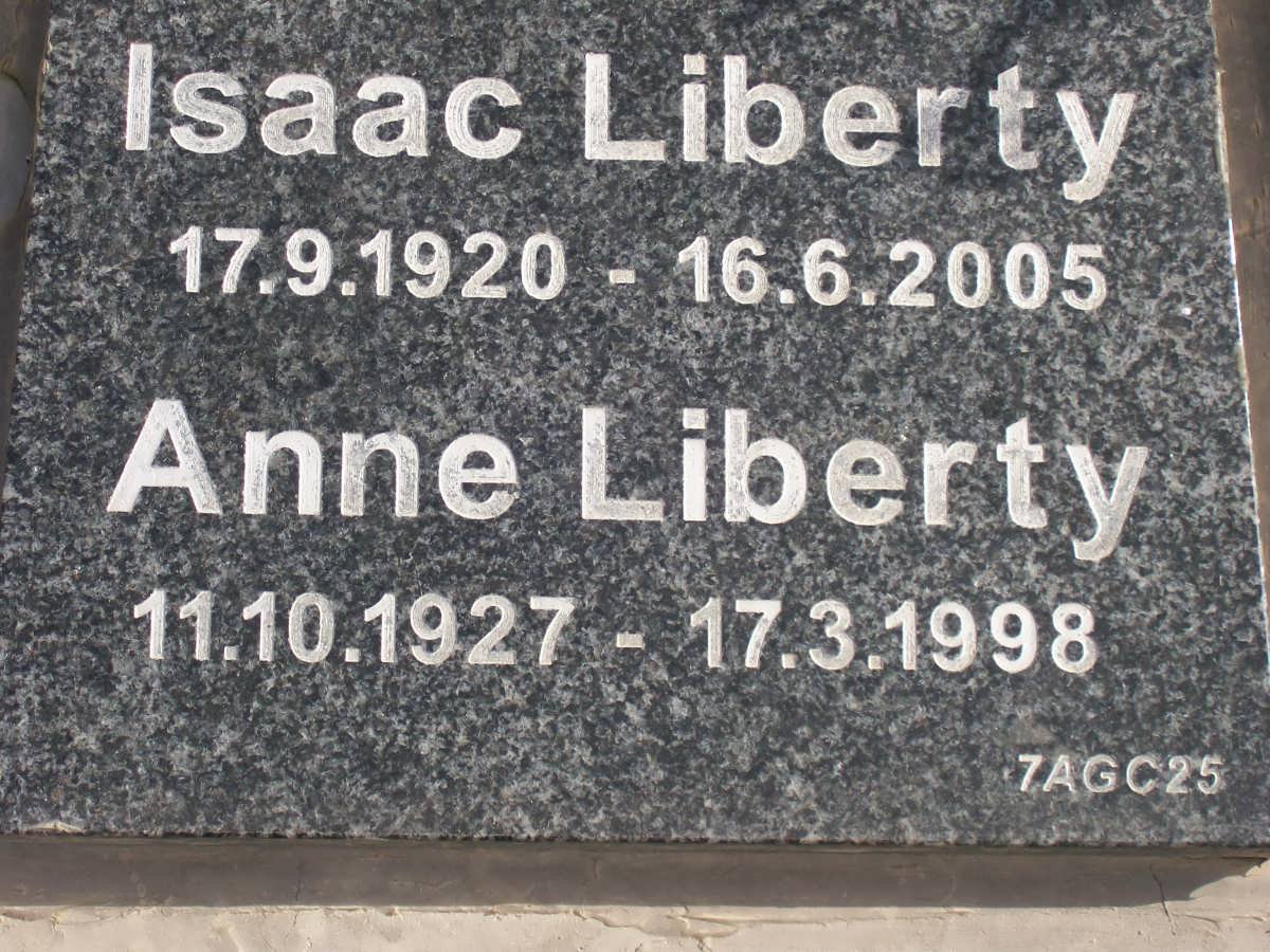 LIBERTY Isaac 1920-2005 &amp; Anne 1927-1998