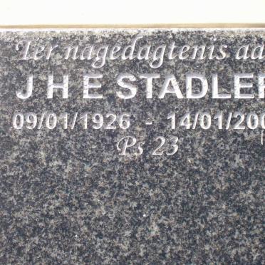 STADLER J.H.E. 1926-2007