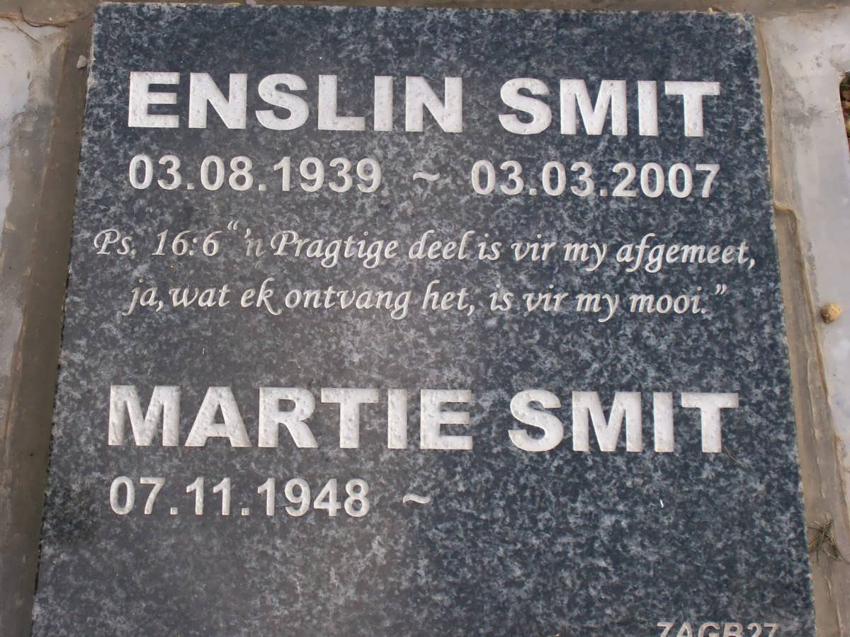 SMIT Enslin 1939-2007 &amp; Martie 1948-