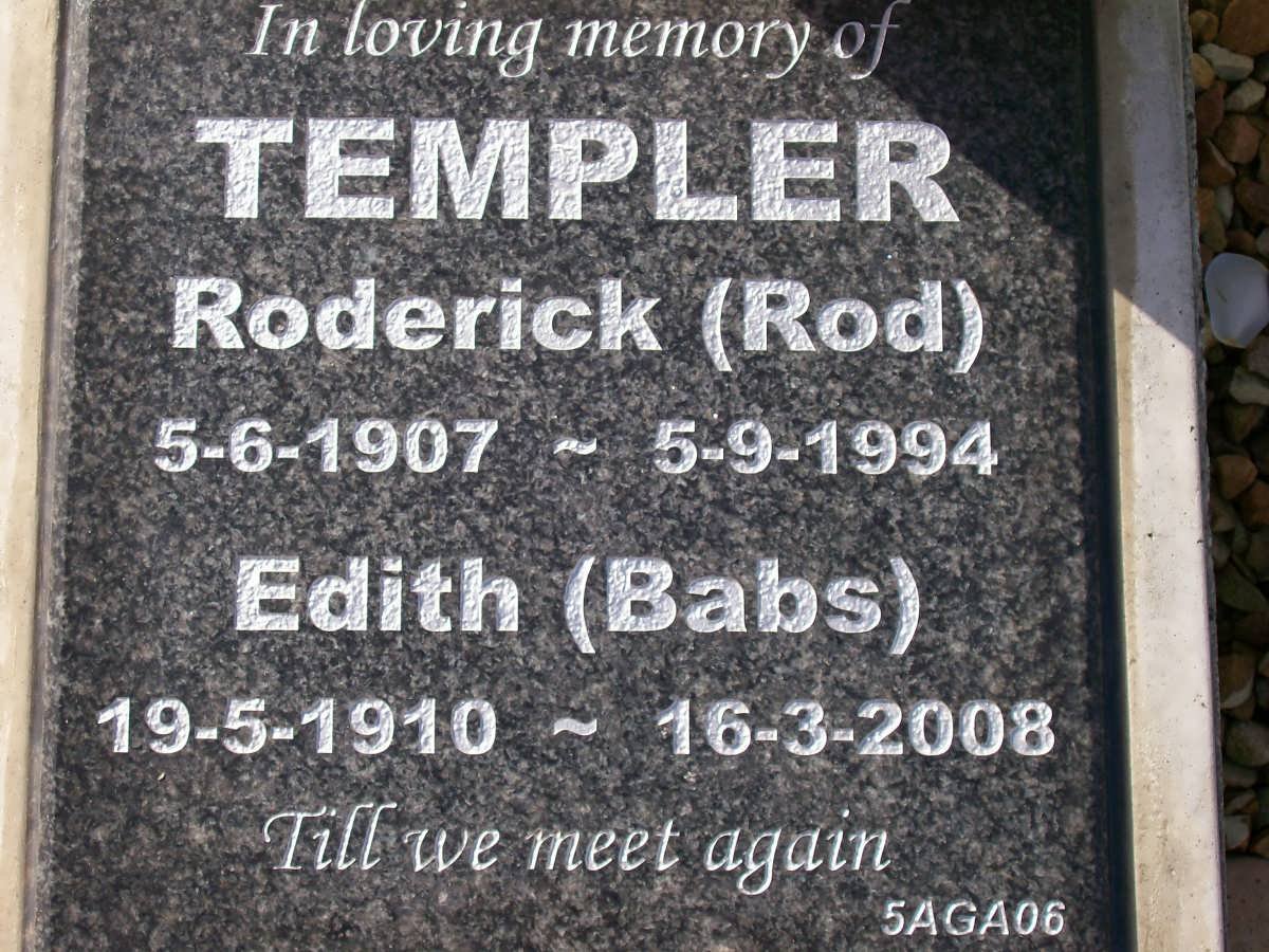 TEMPLER Roderick 1907-1994 &amp; Edith 1910-2008