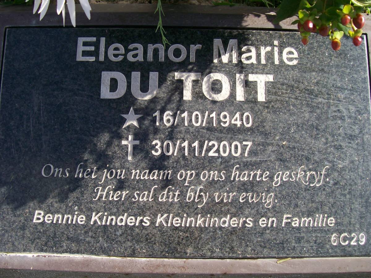 TOIT Eleanor Marie, du 1940-2007