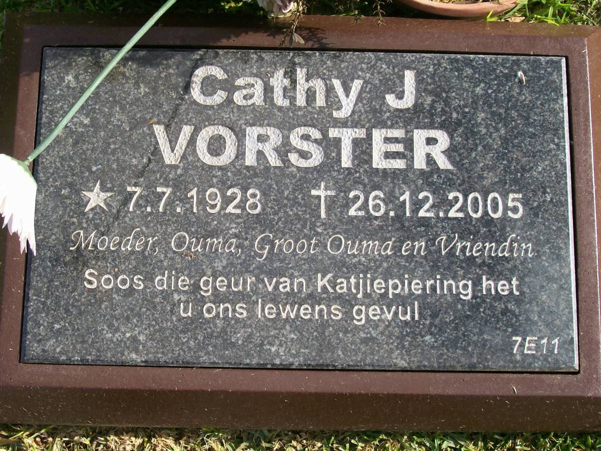 VORSTER Cathy J. 1928-2005