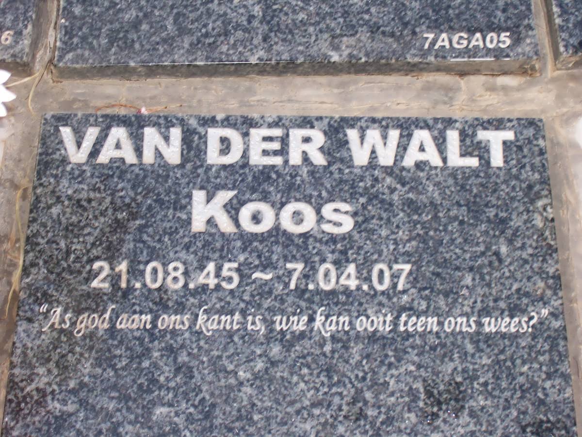 WALT Koos, van der 1945-2007