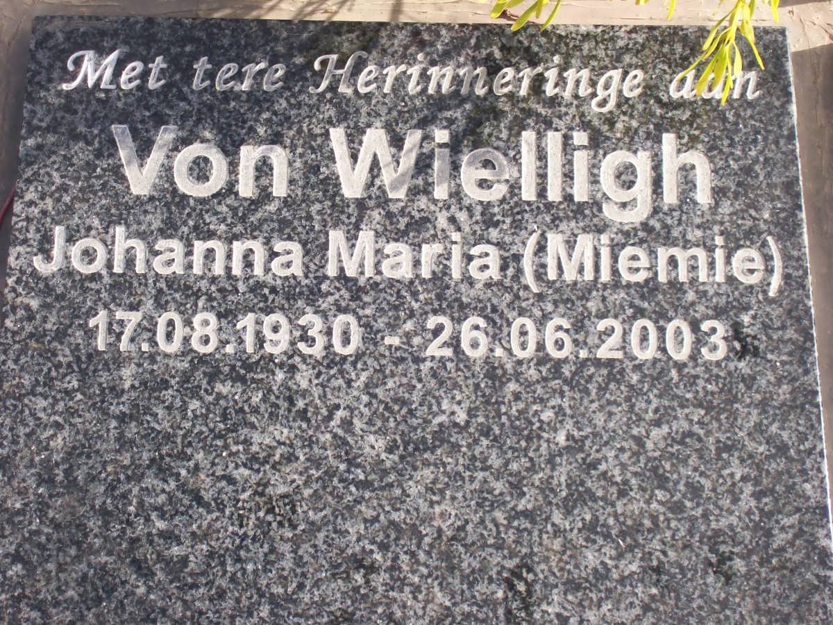 WIELLIGH Johanna Maria, von 1930-2003