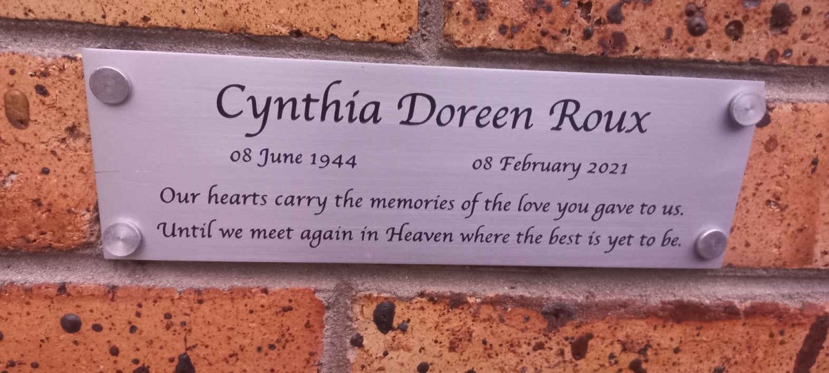ROUX Cynthia Doreen 1944-2021