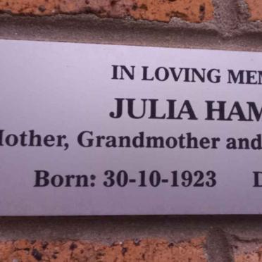 HAMPTON Julia 1923-2011