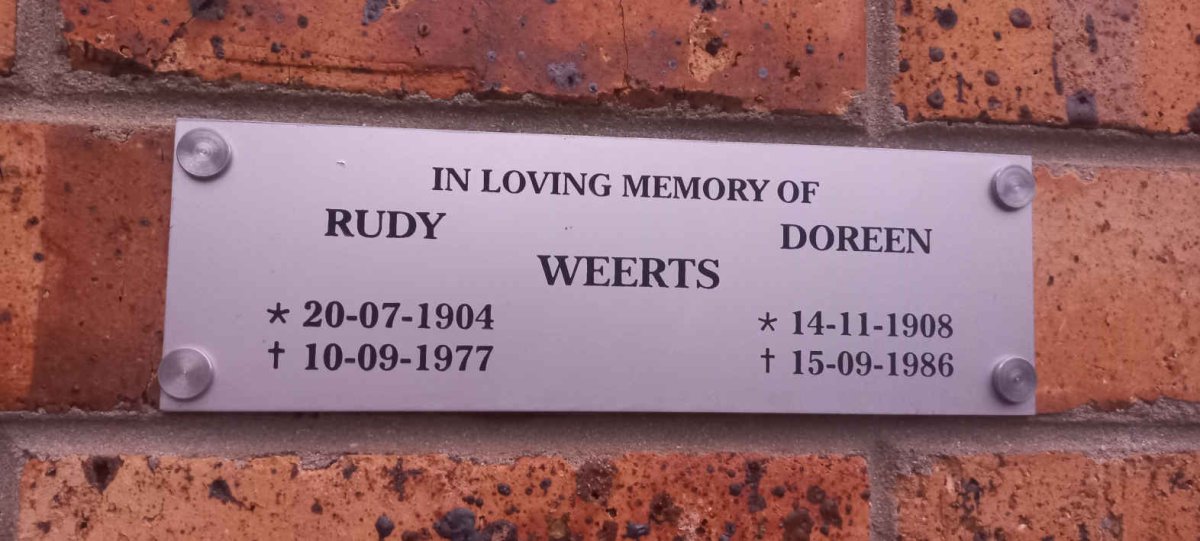 WEERTS Rudy 1904-1977 & Doreen 1908-1986