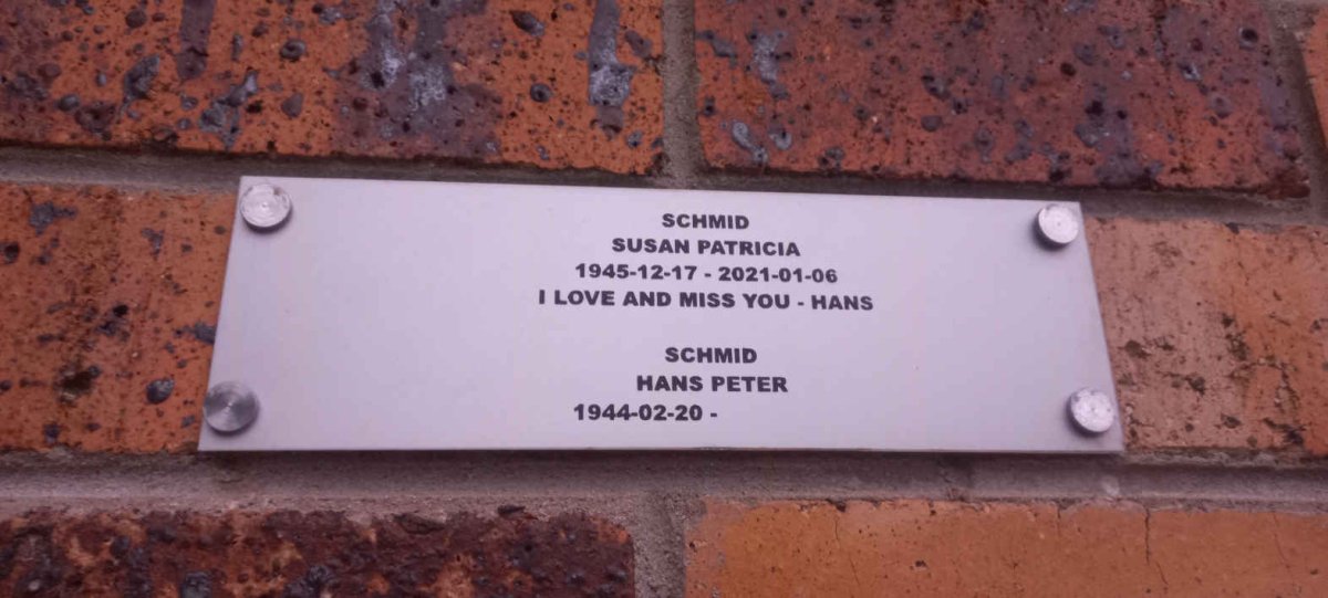 SCHMID Hans Peter 1944- & Susan Patricia 1945-2021