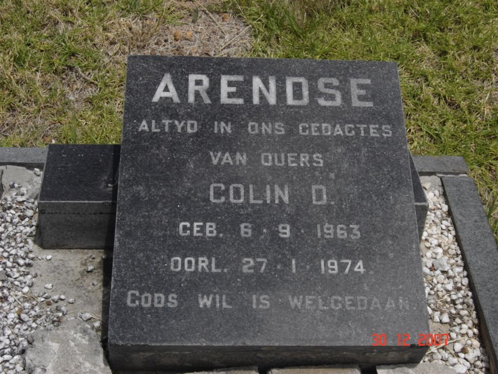 ARENDSE Colin D. 1963-1974