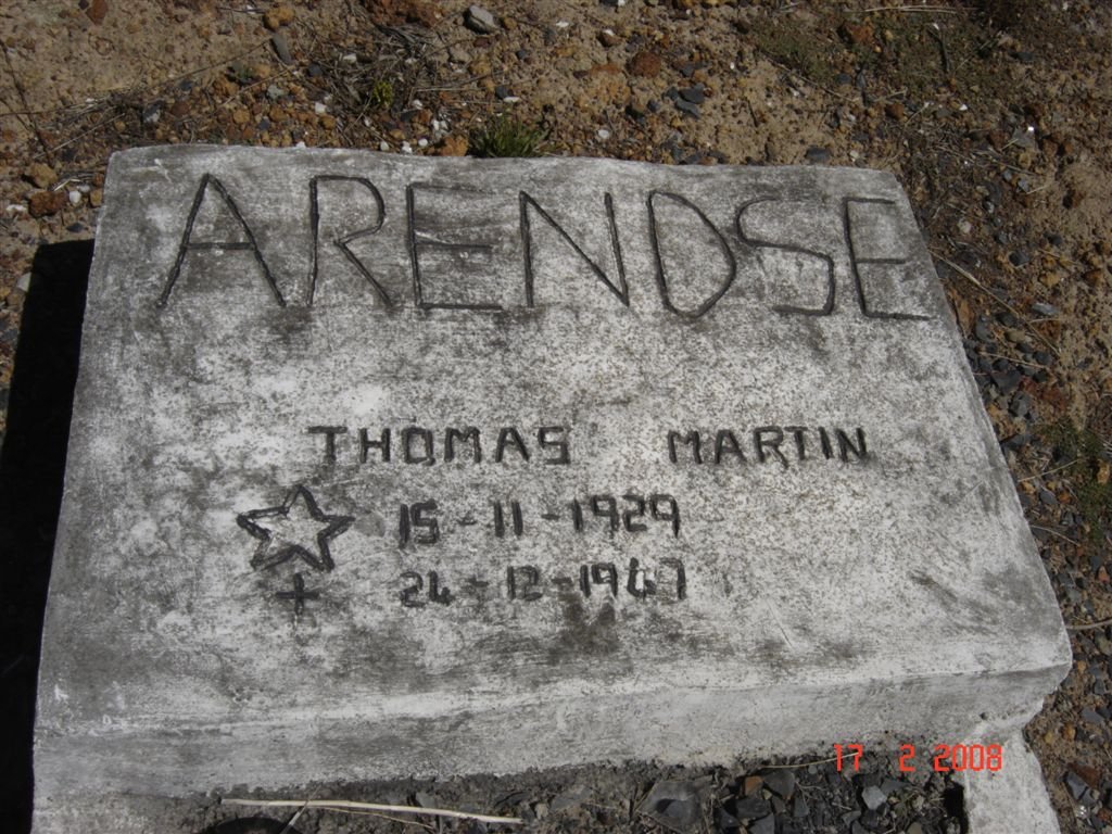 ARENDSE Thomas Martin 1929-19?7