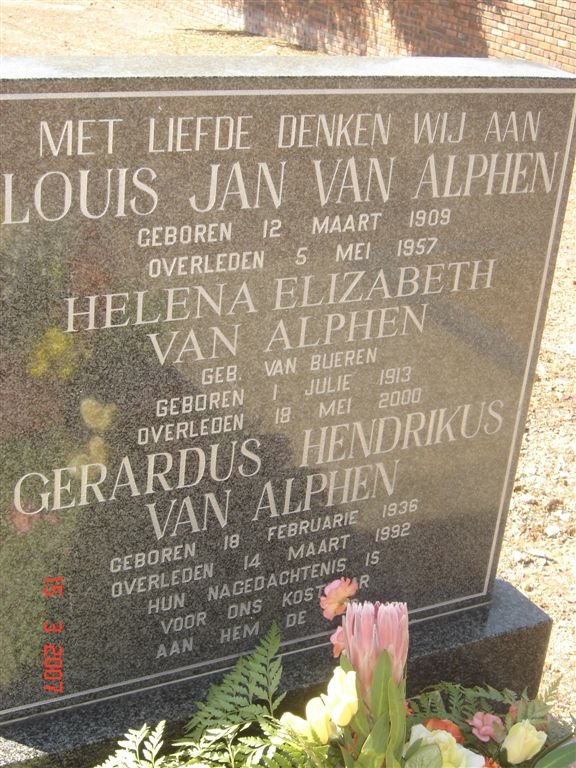 ALPHEN Louis Jan, van 1909-1957 &amp; Helena Elizabeth VAN BUEREN 1913-2000 :: VAN ALPHEN Gerardus Hendrikus 1936-1992