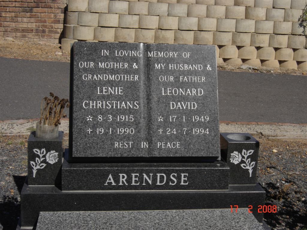ARENDSE Leonard David 1949-1994 :: ARENDSE Lenie Christians 1915-1990
