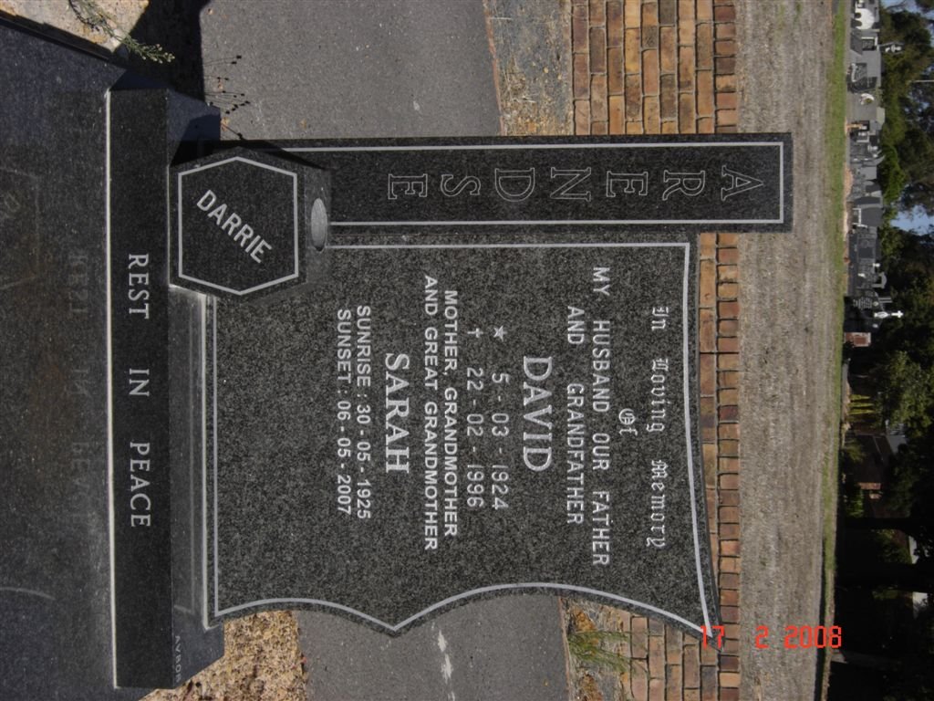 ARENDSE David 1924-1996 &amp; Sarah 1925-2007