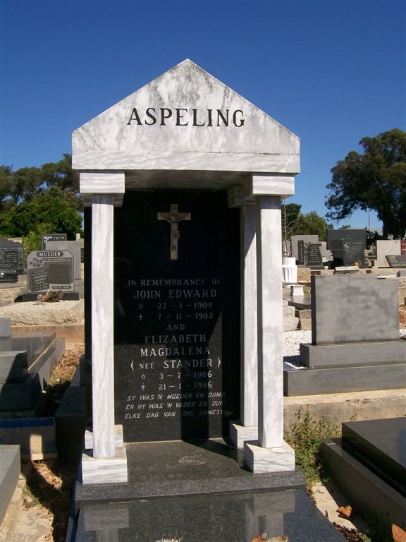 ASPELING John Edward 1904-1982 &amp; Elizabeth Magdalena STANDER 1906-1986