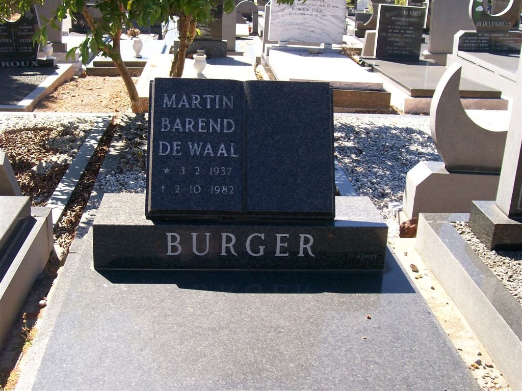 BURGER Martin Barend de Waal 1937-1982