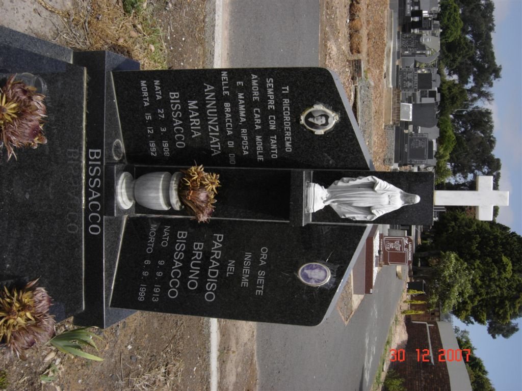 BISSACCO Paradiso Bruno 1913-1999 &amp; Annunziata Maria 1908-1992