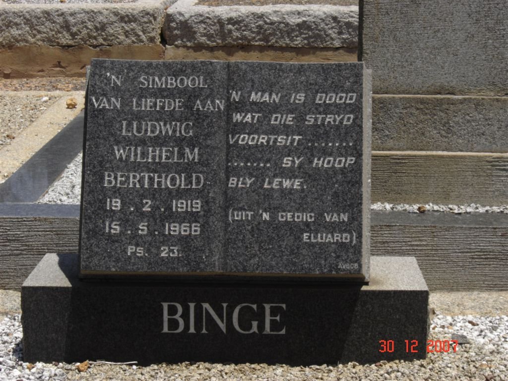 BINGE Ludwig Wilhelm Berthold 1919-1966
