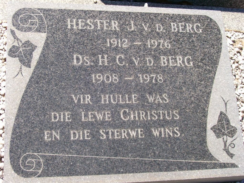 BERG H.C., v.d. 1908-1978 &amp; Hester J. 1912-1976