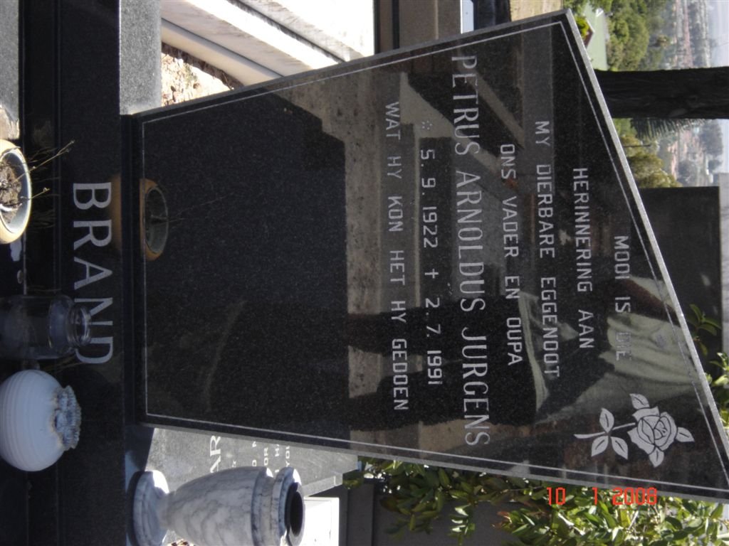 BRAND Petrus Arnoldus Jurgens 1922-1991