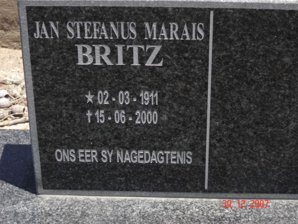 BRITZ Jan Stefanus Marais 1911-2000