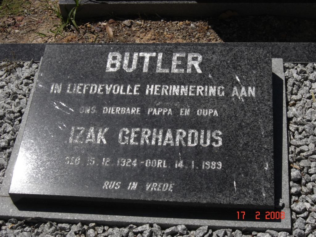 BUTLER Izak Gerhardus 1924-1989