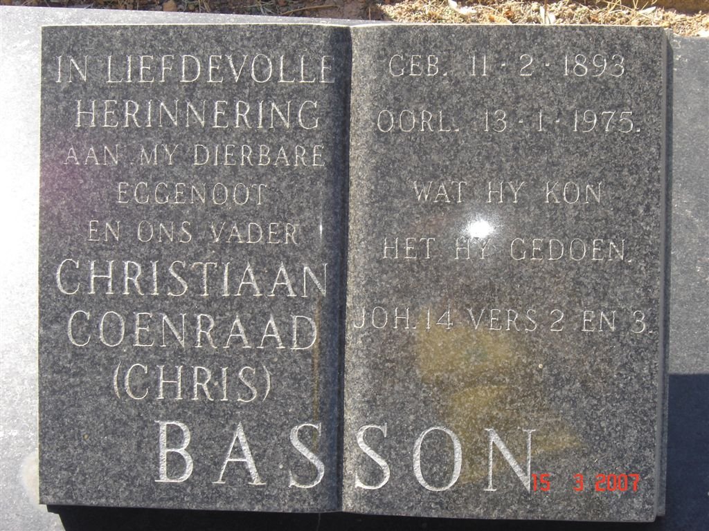 BASSON Christiaan Coenraad 1893-1875