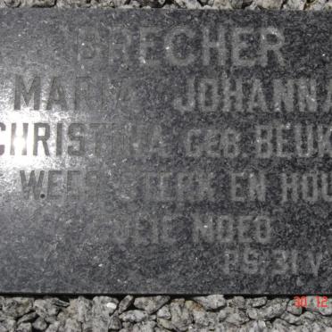 BRECHER Maria Johanna Christina nee BEUKES