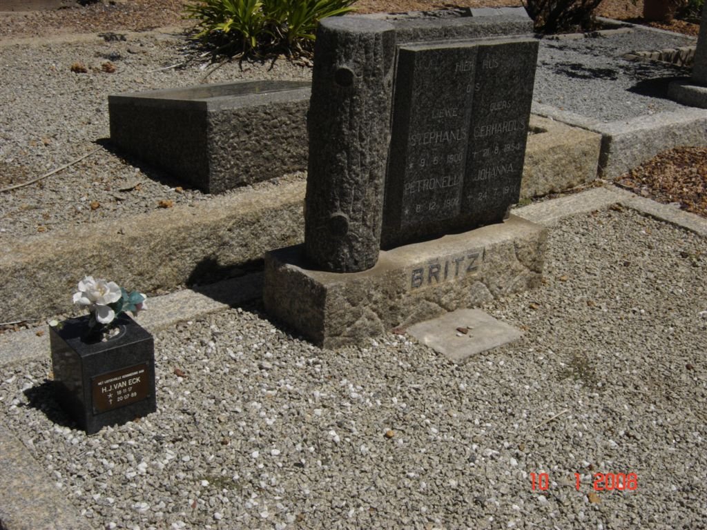 BRITZ Stephanus Gerhardus 1900-1954 &amp; Petronella Johanna 1902-1971 :: VAN ECK H.J. 1917-1989